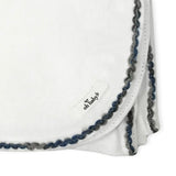 Oh Baby! Yarn Trimmed Receiving Blanket ~ White/Deep Blue Multi