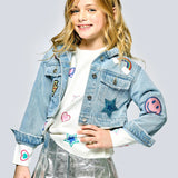 Hannah Banana Vintage Wash Denim Jacket w/ Patches ~ Stonewashed