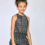 Hannah Banana Smocked Waist Leopard Print Dress ~ Black/Silver