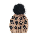 The Blueberry Hill Cheetah Knit Baby Hat ~ Latte/Black
