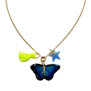 Sadie's Moon Critters Necklace ~ Belinda Blue Butterfly
