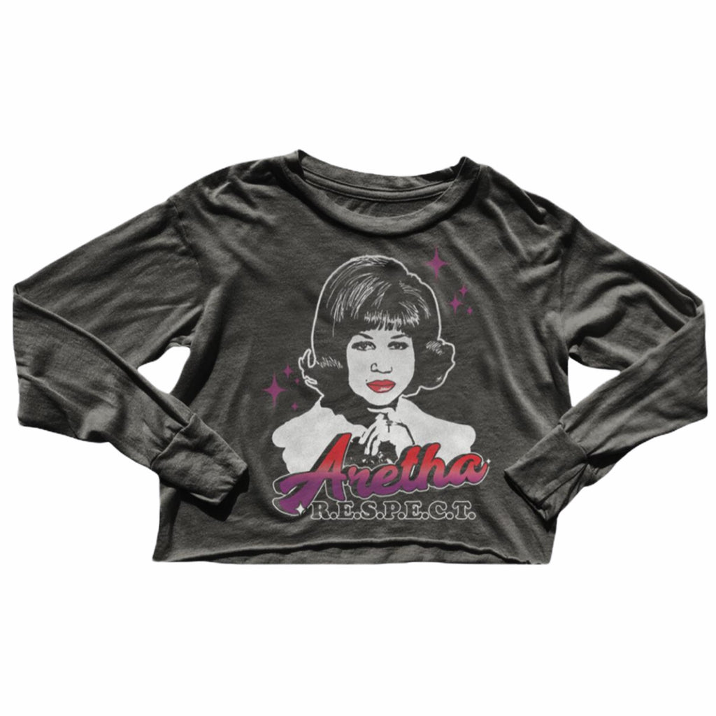 Rowdy Sprout Baby Girl Aretha Not Quite Crop L/S Tee ~ Off Black