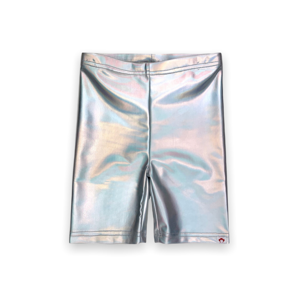 Metallic silver 2025 biker shorts