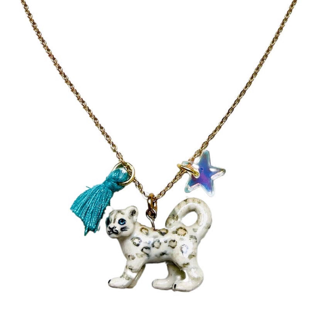 Sadie's Moon Critters Necklace ~ Sandy Snow Leopard