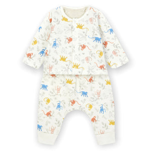 Petit Bateau Monkey Print Cardigan, Pants, and l/s Bodysuit 3pc Set