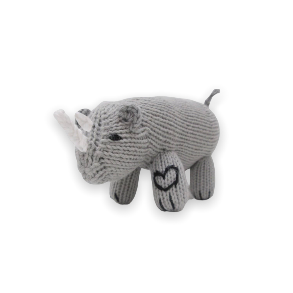 Estella Knit Baby Rattle ~ Rhinoceros