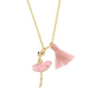 Sadie's Moon Charm Necklace w/ Tassle ~ Ballerina