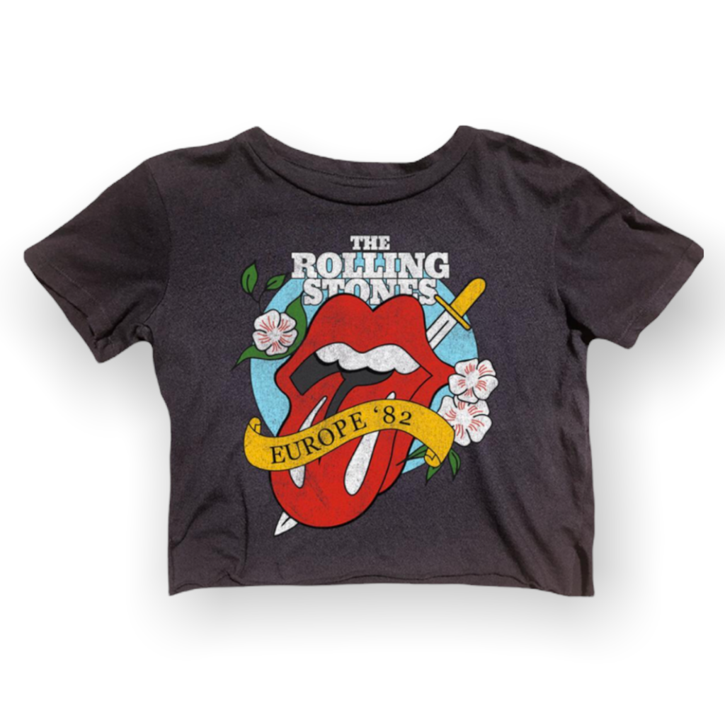 Rowdy Sprout Girls Not Quite Crop s/s Tee ~ Rolling Stones