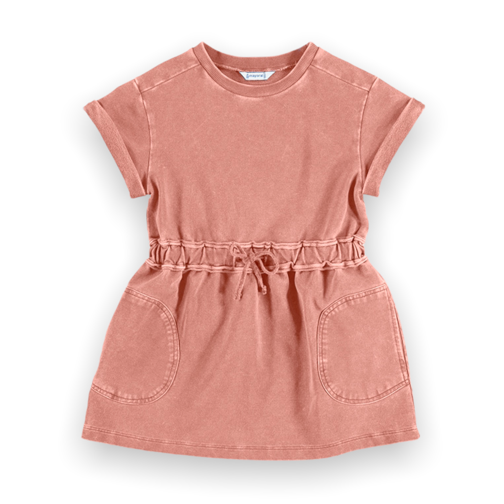 Mayoral Girls French Terry Cinched Waist Dress ~ Rose