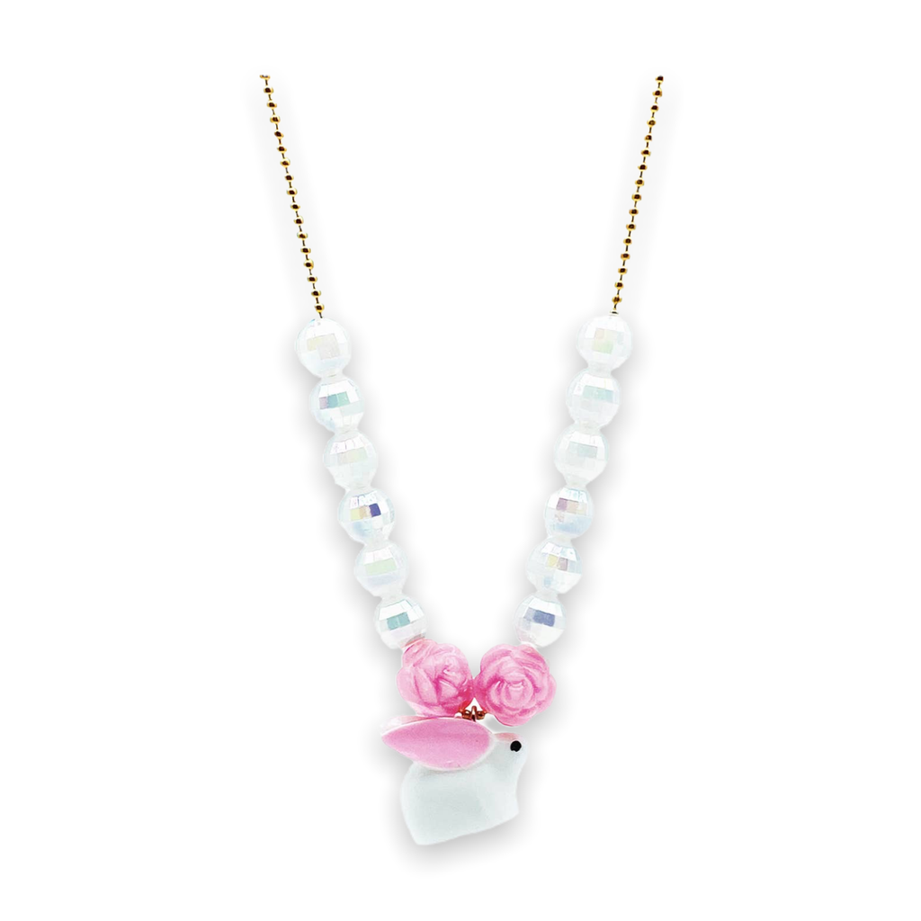 Bottleblond Pastel Bunny Necklace ~ White/Pink