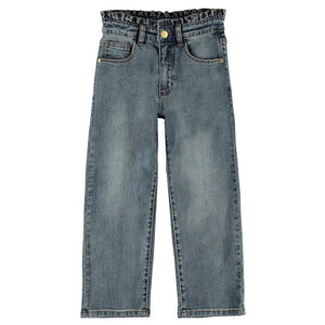 Molo Girls Astrid High Waisted Jeans w/ Ruffle 7-12 ~ Tinted Blue