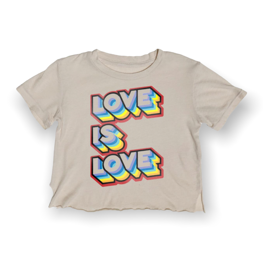 Rowdy Sprout Girls Not Quite Crop s/s Tee 7-14 ~ Love Is Love