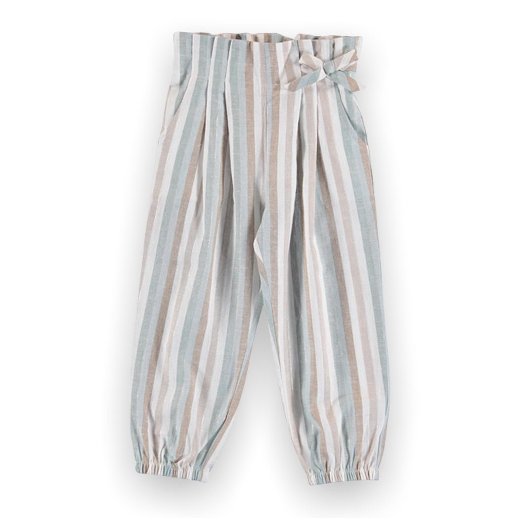 Mayoral Girls Striped Linen Pants ~ Jade