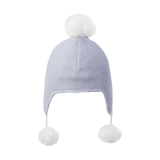 Elegant Baby Aviator Hat ~ Blue Pom Pom