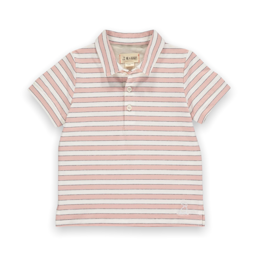 Me & Henry Baby Boy Flagstaff s/s Striped Polo ~ Pink/White