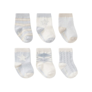Elegant Baby 6 Pack Non Slip Sock Set ~ Classic Blues