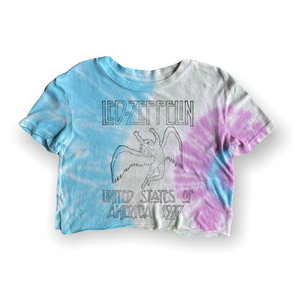 Rowdy Sprout Girls Not Quite Crop s/s Tie Dye Tee 7-14 ~ Led Zeppelin