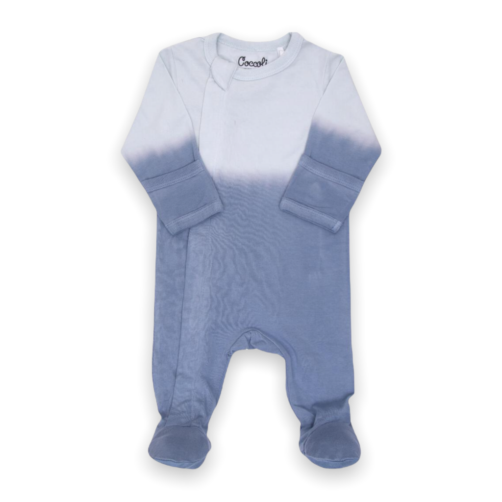Coccoli Baby Boy Modal Zipper Footie ~ Blue Dip Dye