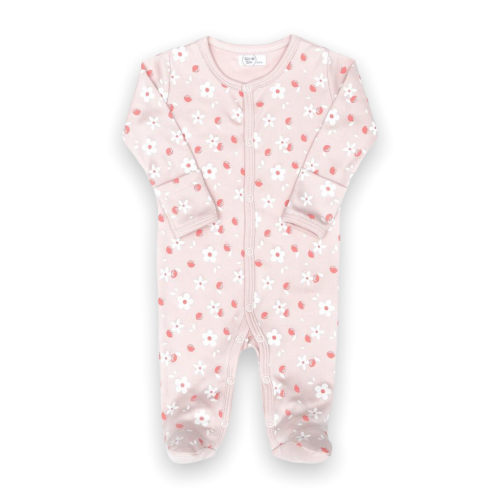 Tun Tun Baby Girl Printed Snap Footie ~ Shell Pink/Flower