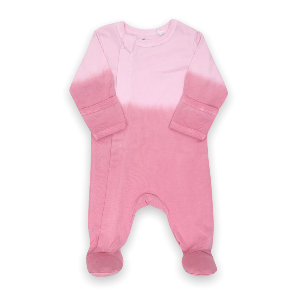 Coccoli Baby Girl Modal Zipper Footie ~ Pink Dip Dye