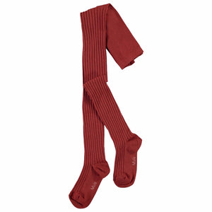 Molo Girls Ribbed Tights ~ Burnt Brick