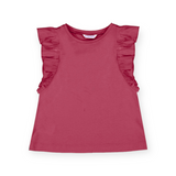 Mayoral Girls Ruffle Sleeve Top 7-12 ~ Hibiscus