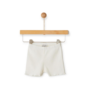 Yell-Oh! Baby Girl Lettuce Edge Ribbed Bike Shorts ~ Ivory