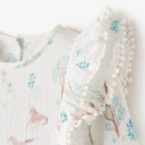 Elegant Baby Ruffle Sleeve Muslin Romper ~ Pony Meadow