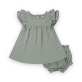 Quincy Mae Baby Flutter Dress & Bloomer ~ Sea Green