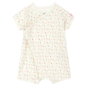 Petit Bateau SS Print Side Snap Romper ~ Pink