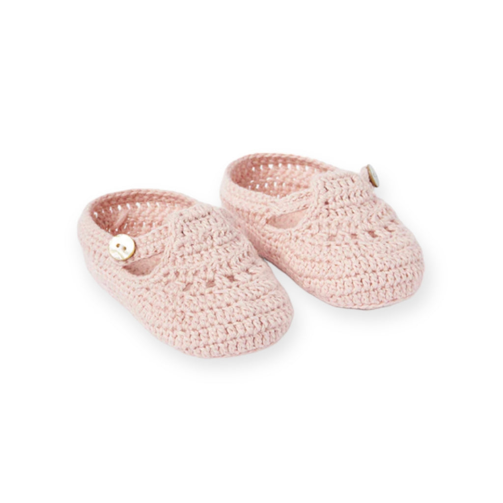 Elegant Baby Crocheted T-Strap Baby Booties ~ Pink