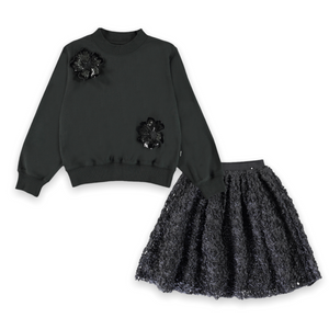 Molo Girls Marge Sweatshirt and Brook Skirt Set ~ Space Grey