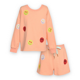 Hannah Banana Printed Sweatshirt & Shorts Set ~ Emojis/Orange