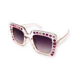 Bari Lynn Square Sunglasses w/ Crystals