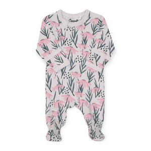 Coccoli Printed Modal Zip Footie ~ Light Pink Floral