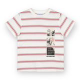 Mayoral Boys Striped Tee Shirt w/ Patches ~ White/Red