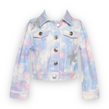 Baby Sara Unicorn Patch Denim Jacket ~ Pink/Blue Tie Dye