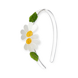 Lilies & Roses Double Daisies Satin White Headband