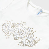 Mayoral Baby Girl Glitter Hearts Tee ~ White