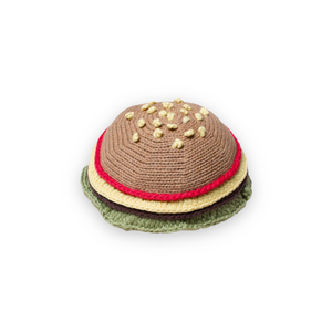 Estella Knit Baby Rattle ~ Hamburger