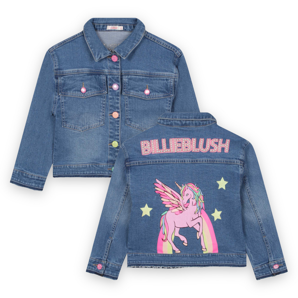Billieblush Unicorn & Rainbow Denim Jacket