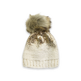 The Blueberry Hill Metallic Knit Hat ~ Cream/Gold