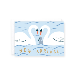Wrap New Arrival Swans Baby Card