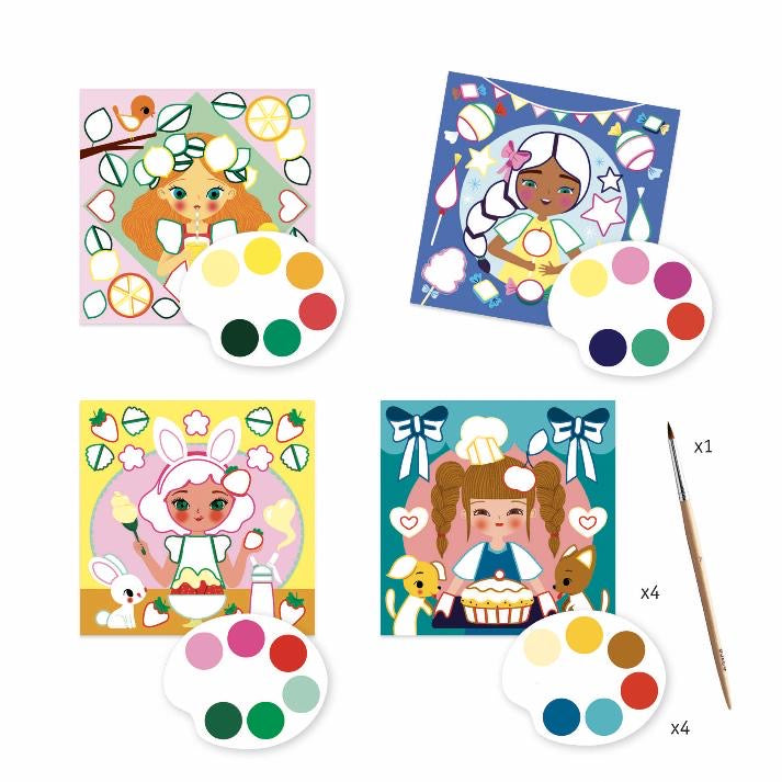 Djeco Snack Time Coloring Surprises Painting Set