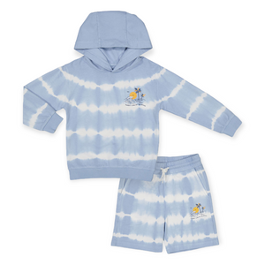 Mayoral Boys Tie Dye Hoodie & Shorts Set ~ Wave Blue