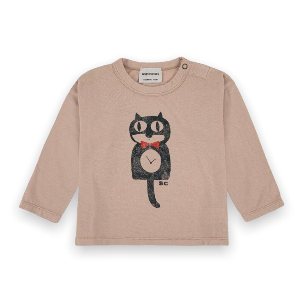 Bobo Choses Baby l/s Tee Shirt ~ Cat o'clock