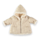 Petit Indi Baby Fuzzy Lined Quilted Coat ~ Ivory