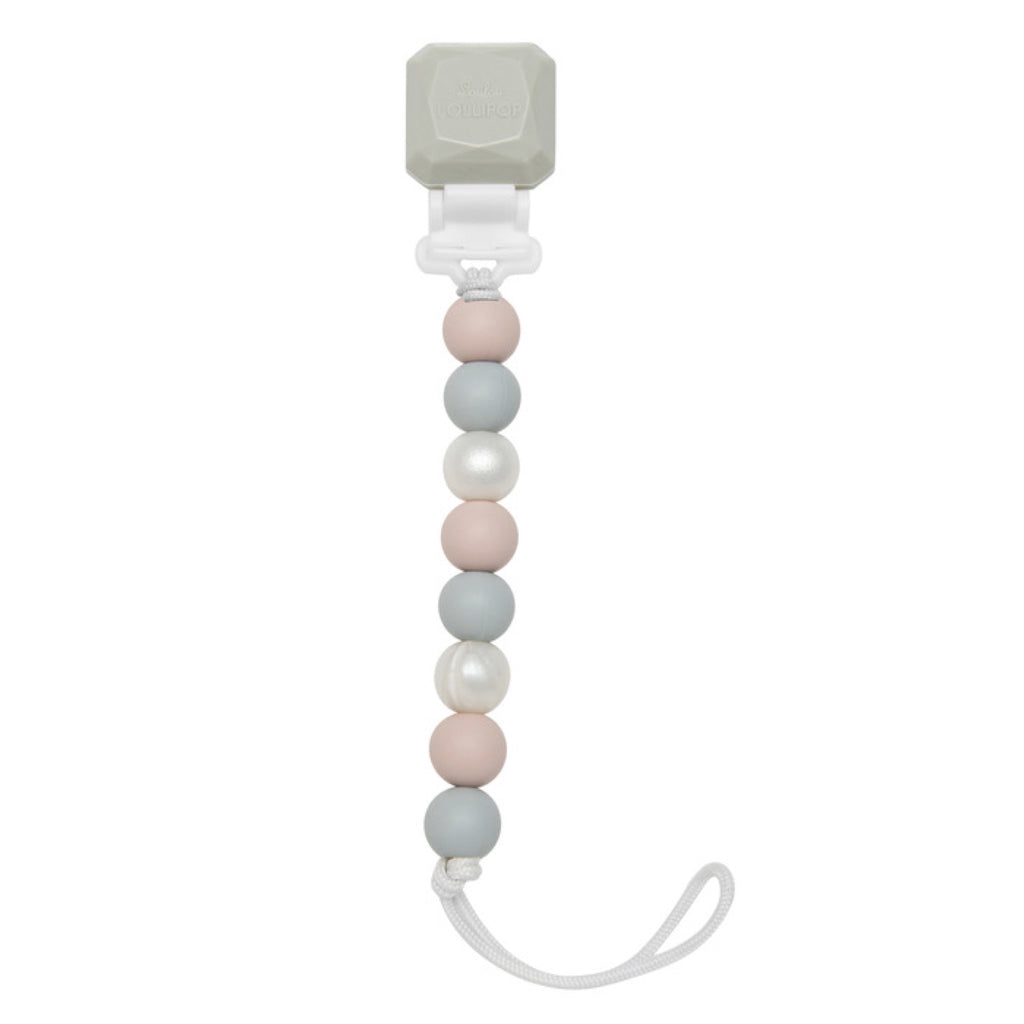 Loulou Lollipop Lolli Gem Pacifier Clip ~ Rose Grey
