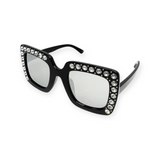 Bari Lynn Square Sunglasses w/ Crystals