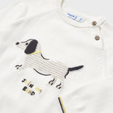 Mayoral Baby Boy Knit Doggy Sweater ~ Cream
